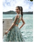 Turquoise Blue Organza Sequins Wedding Lehenga Choli Turquoise Blue Organza Sequins Wedding Lehenga Choli
