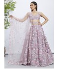 Mauve Organza Sequins Wedding Lehenga Choli