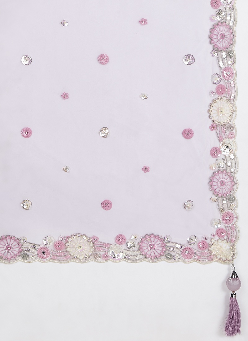 Mauve Organza Sequins Wedding Lehenga Choli