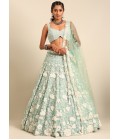 Sea Green Chinon Sequins Wedding Lehenga Choli 