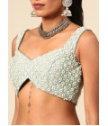 Sea Green Chinon Sequins Wedding Lehenga Choli 