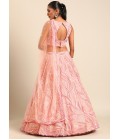 Coral Pink Net Sequins Wedding Lehenga Choli