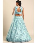 Turquoise Blue Net Sequins Wedding Lehenga Choli