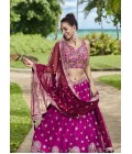 Burgundy Satin Silk Sequins Wedding Lehenga Choli Burgundy Satin Silk Sequins Wedding Lehenga Choli