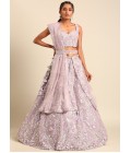 Lavender Net Sequins Wedding Lehenga Choli