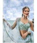 Turquoise Blue Net Sequins Wedding Lehenga Choli