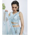 Turquoise blue Net Sequins Wedding Lehenga Choli