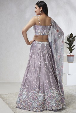 Mauve Chiffon Sequins Wedding Lehenga Choli 