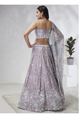 Mauve Chiffon Sequins Wedding Lehenga Choli 