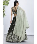 Olive Pure Georgette Sequins Wedding Lehenga Choli