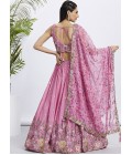 Pink Chiffon Sequins Wedding Lehenga Choli