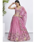 Pink Chiffon Sequins Wedding Lehenga Choli