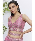 Pink Chiffon Sequins Wedding Lehenga Choli