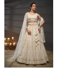 Cream Net Zarkan Embroidery Wedding Lehenga Choli