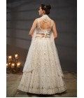 Cream Net Zarkan Embroidery Wedding Lehenga Choli