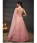 Pink Net Sequins Embroidery Wedding Lehenga Choli