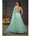 Turquoise Blue Net Cutdana Embroidery Wedding Lehenga Choli