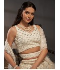 Cream Net Cutdana Embroidery Wedding Lehenga Choli 