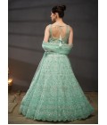 Turquoise Blue Net Sequins Embroidery Wedding Lehenga Choli