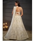 Cream Net Zarkan Embroidery Wedding Lehenga Choli