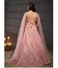 Pink Net Cutdana Embroidery Wedding Lehenga Choli