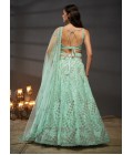 Turquoise Blue Net Sequins Embroidery Wedding Lehenga Choli