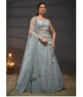 Grey Net Sequins Wedding Lehenga Choli