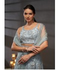 Grey Net Sequins Wedding Lehenga Choli