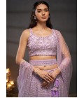 Lavender Net Cutdana Embroidery Wedding Lehenga Choli