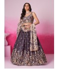 Purple Satin Silk Sequins Embroidery Lehenga Choli