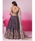 Purple Satin Silk Sequins Embroidery Lehenga Choli