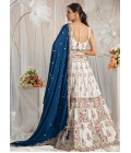 Navy Blue Georgette Sequins Embroidery Bridal Lehenga Choli