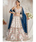 Navy Blue Georgette Sequins Embroidery Bridal Lehenga Choli