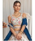 Navy Blue Georgette Sequins Embroidery Bridal Lehenga Choli