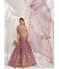 Lavender Organza Sequins Embroidery Bridal Lehenga Choli