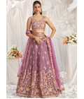 Lavender Organza Sequins Embroidery Bridal Lehenga Choli