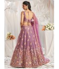 Lavender Organza Sequins Embroidery Bridal Lehenga Choli