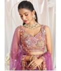 Lavender Organza Sequins Embroidery Bridal Lehenga Choli