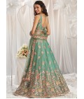 Lime green Organza Sequins Embroidery Wedding Lehenga Choli