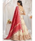 Pink Tissue Embroidery Bridal Lehenga Choli