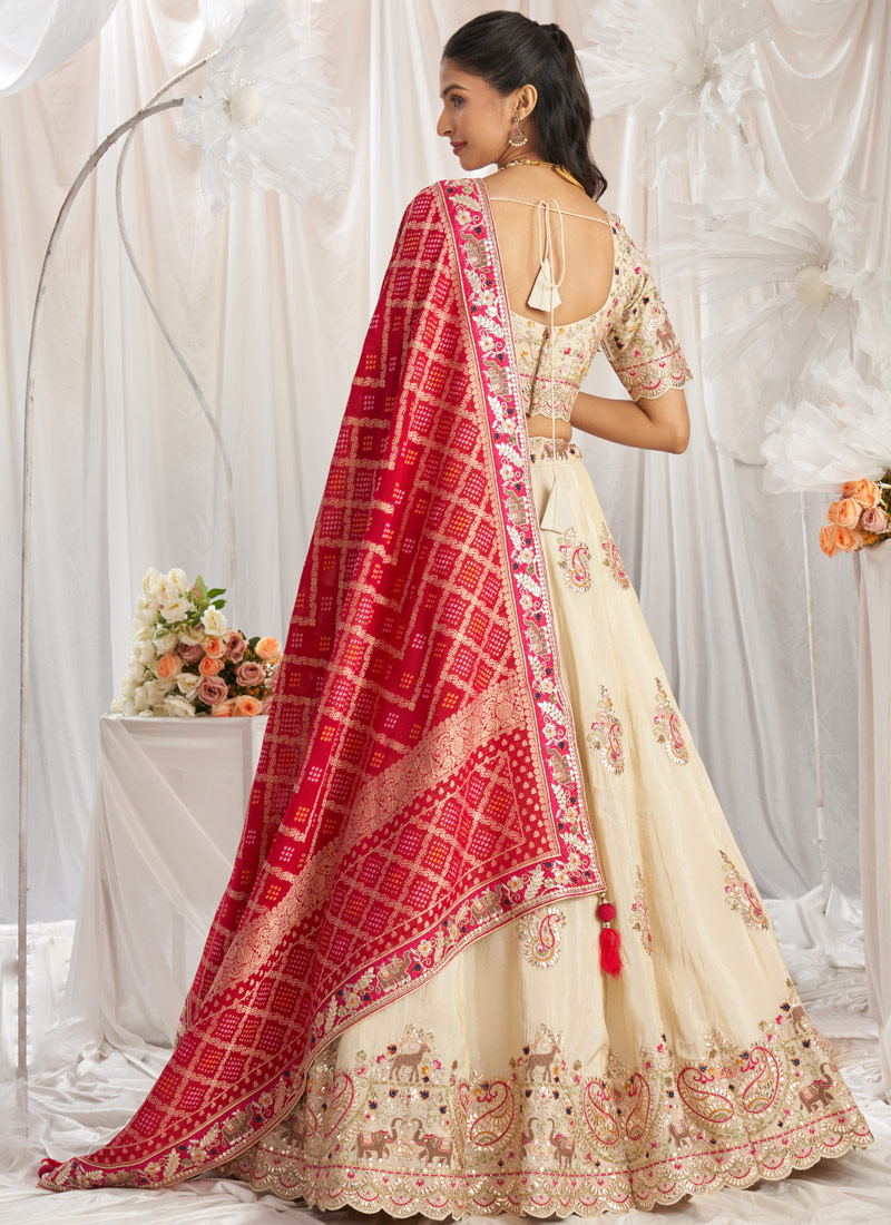 Pink Tissue Embroidery Bridal Lehenga Choli