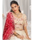 Pink Tissue Embroidery Bridal Lehenga Choli