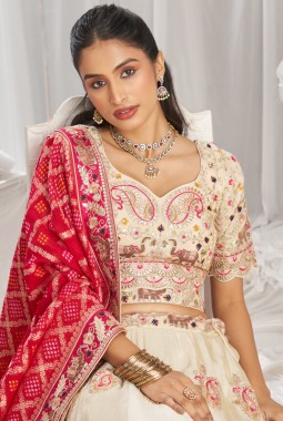 Pink Tissue Embroidery Bridal Lehenga Choli