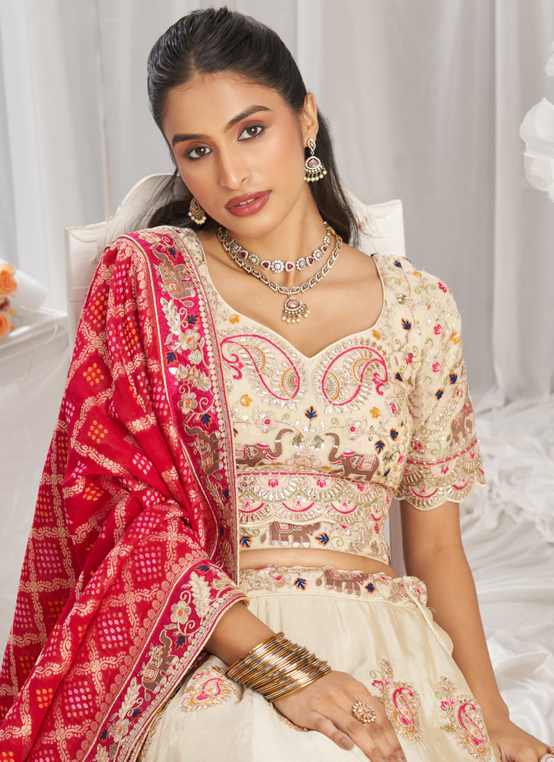 Pink Tissue Embroidery Bridal Lehenga Choli