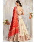 Red Tissue Embroidery Wedding Lehenga Choli