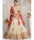 Red Tissue Embroidery Wedding Lehenga Choli