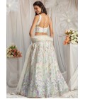 Cream Net Sequins Embroidery Wedding Lehenga Choli