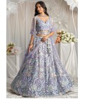 Mauve Net Sequins Embroidery Wedding Lehenga Choli