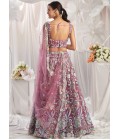 Rose gold Net Sequins Embroidery Bridal Lehenga Choli