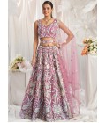 Rose gold Net Sequins Embroidery Bridal Lehenga Choli